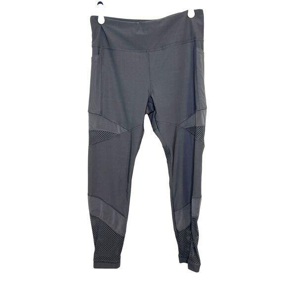 Vogo Athletica Capri Womens Mesh Yoga Pants Athletic Leggings Gray‎ Size L - Picture 1 of 13